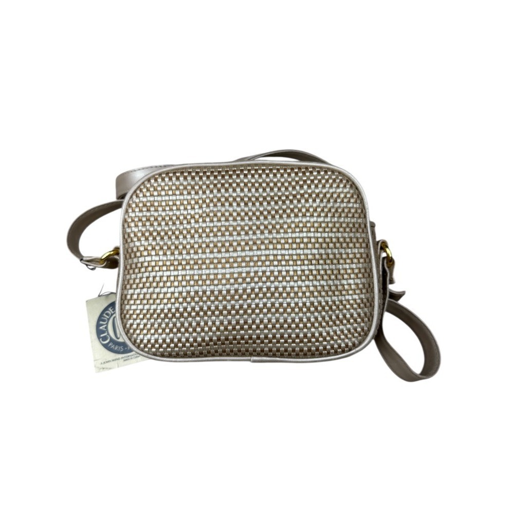 Claude Van Pelle Crossbody Bag Gold Silver Two Tone Adjustable Strap Vegan